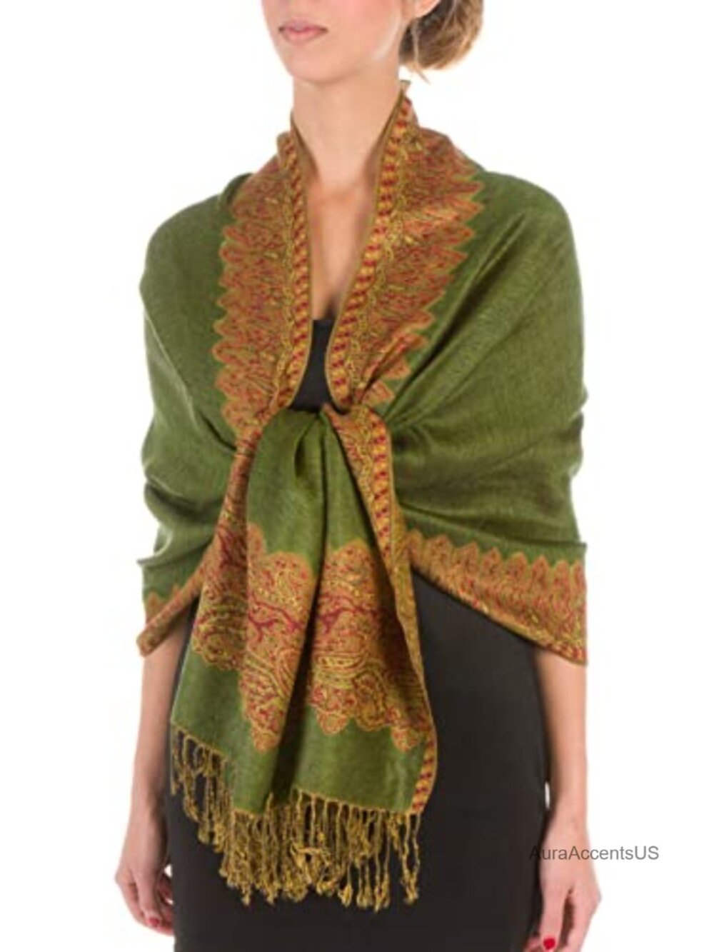 Reversible Woven Pashmina Shawl Wrap Scarf Stole Fringe Soft